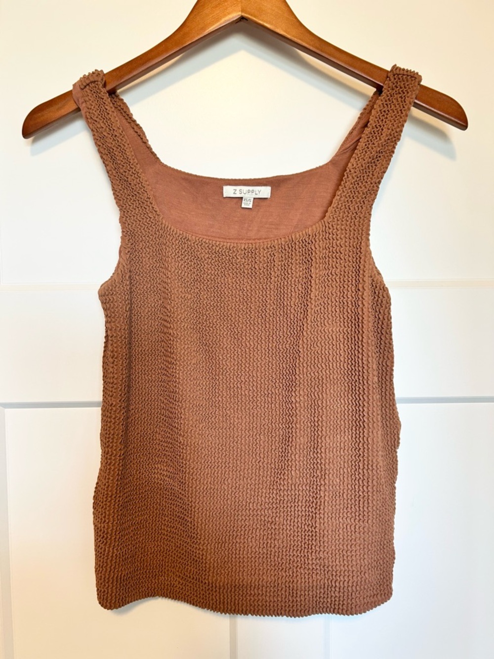 Z Supply Noelle Textured Square Neck Tank Top Macchiato XS/S